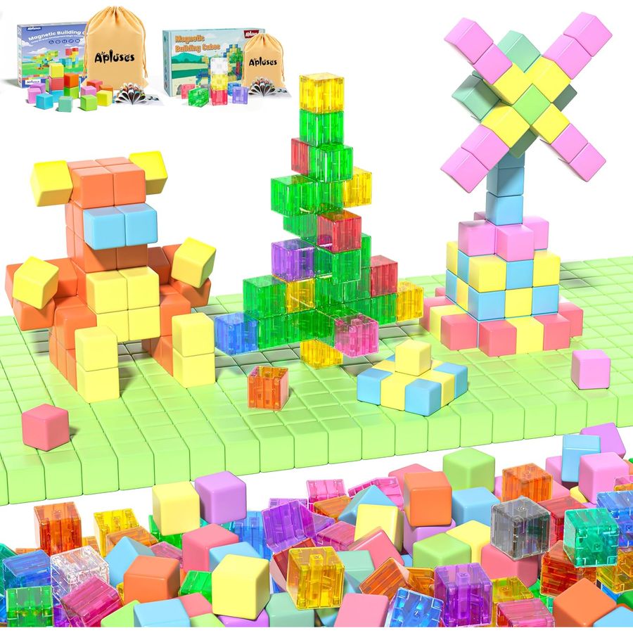 104-Piece Fifteen-Color Market Square Set Apluses magnetic building blocks