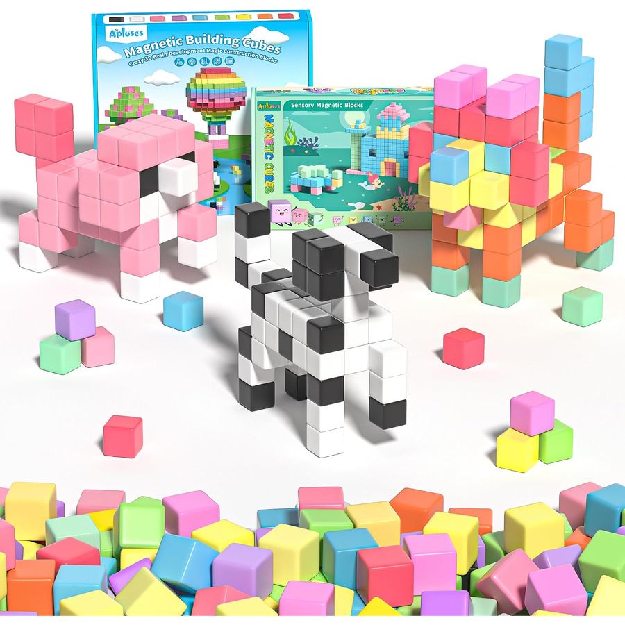 109-Piece Two-Builder Workshop Set Apluses magnetic building blocks
