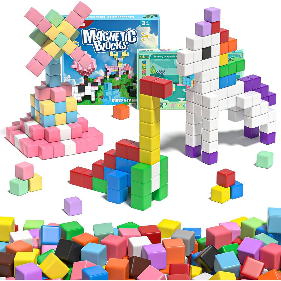 126-Piece Open-Ended Neighborhood Set Apluses magnetic building blocks
