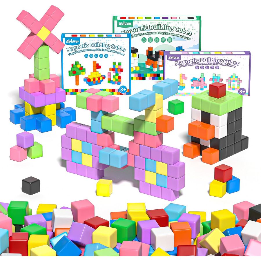 128-Piece Classroom Village Bundle Apluses magnetic building blocks