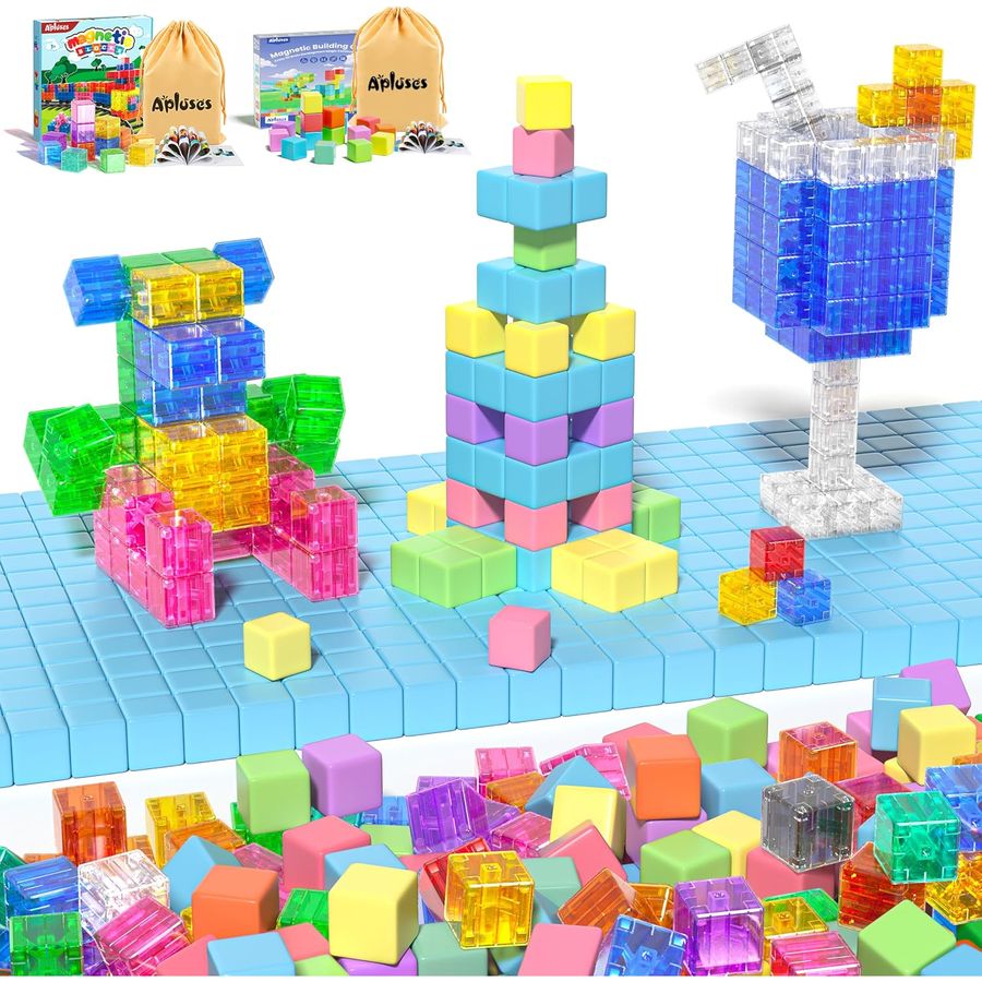 136-Piece 19-Color Market Square Bundle Apluses magnetic building blocks