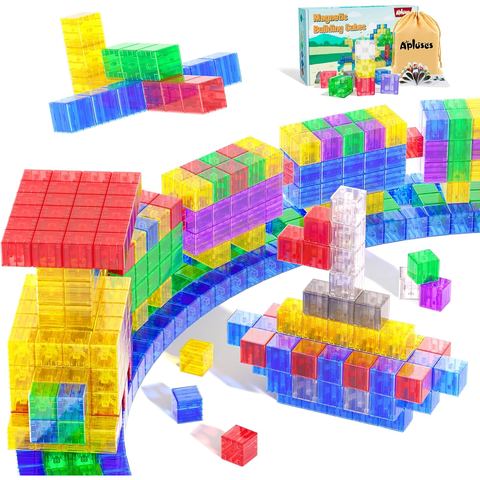 32-Piece Clear Seven-Color Travel Cubes magnetic building blocks
