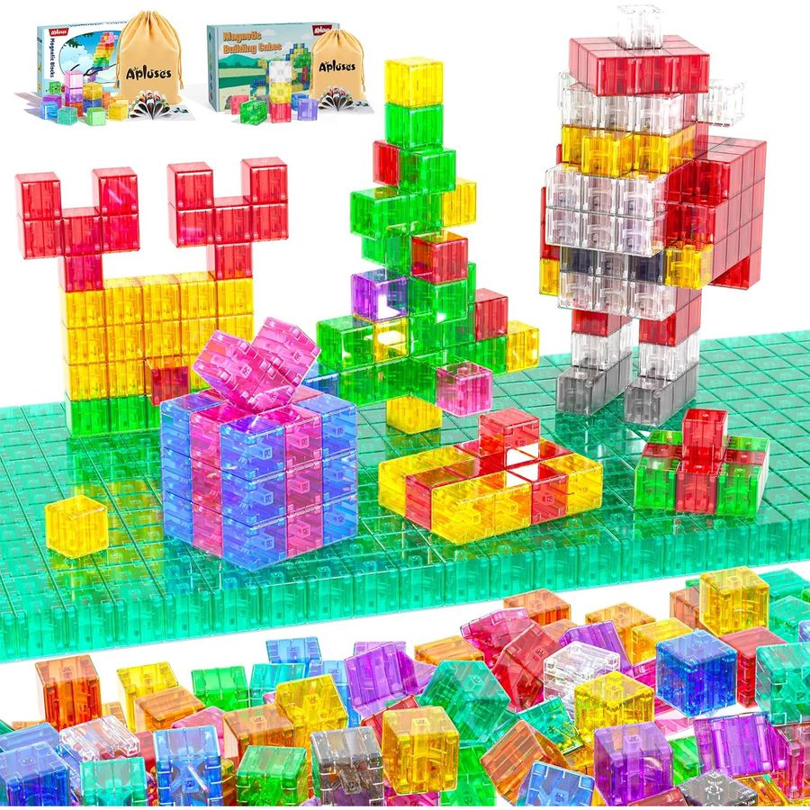 77-Piece Eleven-Color Clear Rainbow Set Apluses magnetic building blocks