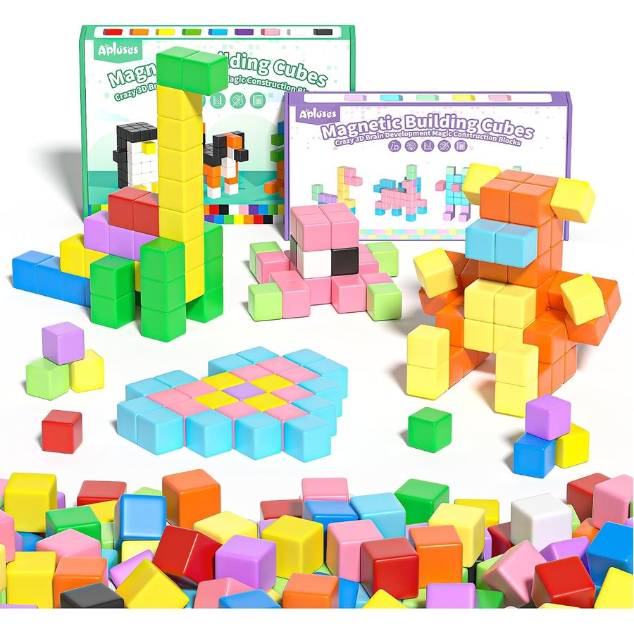 86-Piece Fourteen-Color Cube Set Apluses magnetic building blocks