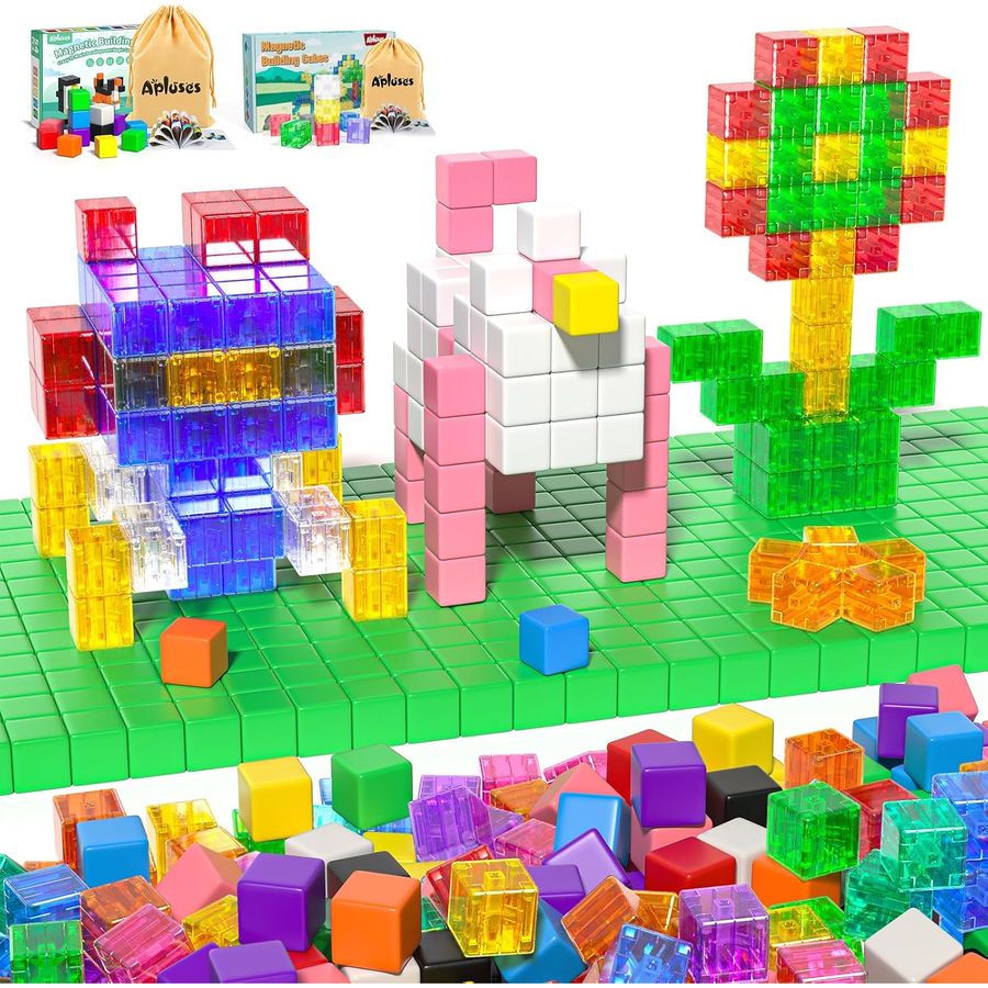 86-Piece Translucent Rainbow Set Apluses magnetic building blocks