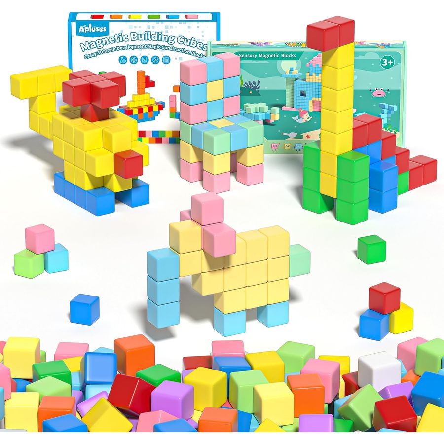 87-Piece Eleven-Color Builder Bag Apluses magnetic building blocks